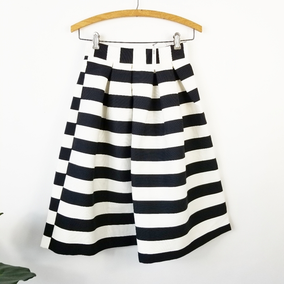 ASOS Black And White Scuba Striped Midi Skirt 00P - Picture 5 of 9